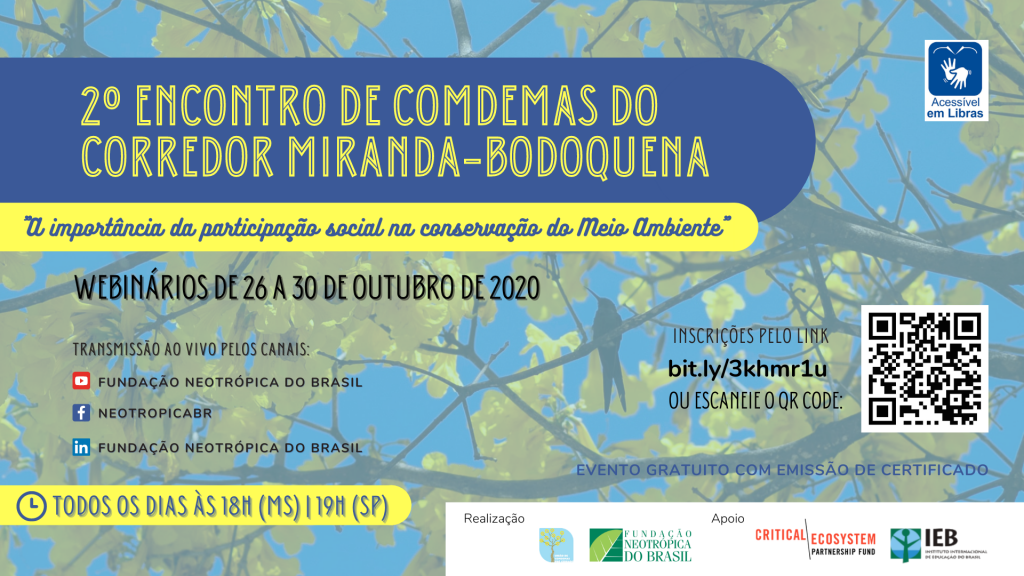 Fundação Neotrópica realiza 2º Encontro de COMDEMAS do Corredor Miranda-Bodoquena com transmissões ao vivo